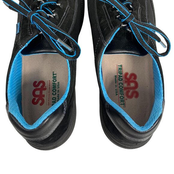 SAS Womens Black Sporty Lace-Up Walking Shoes Blue Accents Tripad Comfort SZ 9S - Picture 6 of 9